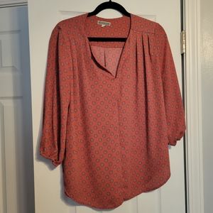 3/4 Sleeve Blouse with Medallion Print